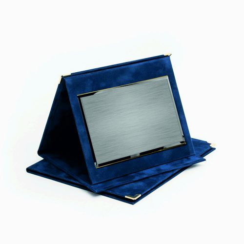 Kék plüss plakett szett - ezüst - 24x19  - gravírozva