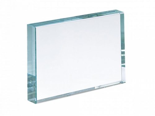 Téglalap üvegdíj 11x6,5 cm - gravírozva