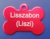 Kutyabiléta: csont alakú - piros - kicsi - gravírozva