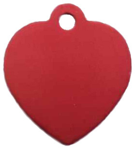 Kutyabiléta: szív alakú - piros - gravírozva